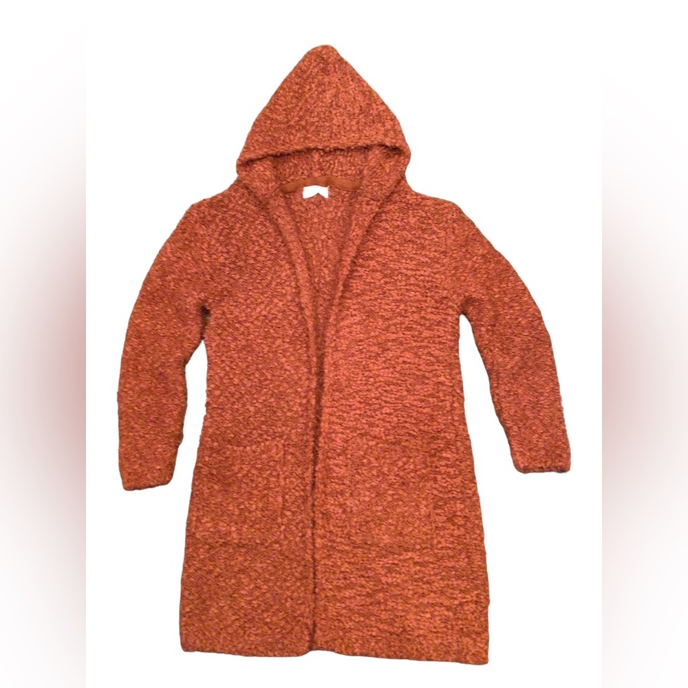 Poof Apparel Soft Open Front Hooded Long Cardigan Size Medium